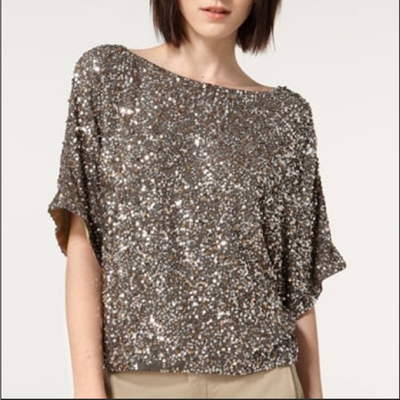 VINCE Cocktail Blouse | Gold + Gray | XS/S (NWOT) - Picture 11 of 14